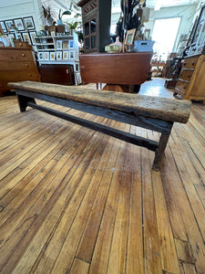 Rustic Farmhouse Bench – Handcrafted Wood with Aged Patina