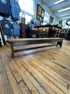 Rustic Farmhouse Bench – Handcrafted Wood with Aged Patina